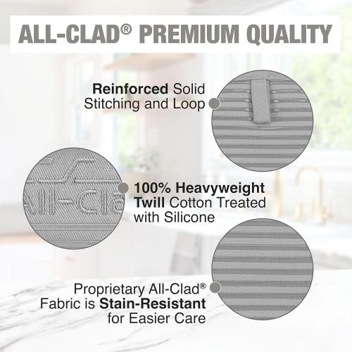 All-Clad Premium Pot Holder & Hot Pad: Heat Resistant to 500 Degrees - 100% Cotton, 10x6.25 Hot Pad for Kitchen and Barbeque, (6-Pack), Titanium