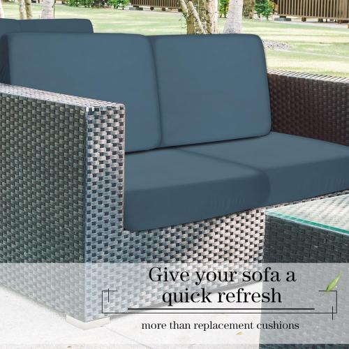 Newwiee 12 Pcs Patio Outdoor Cushion Covers Replacement Waterproof Stretch Sofa Couch Cushion Covers Washable Individual Couch Slipcovers Set Furniture Protector for Pets(20-27 Inch,Gray Blue)