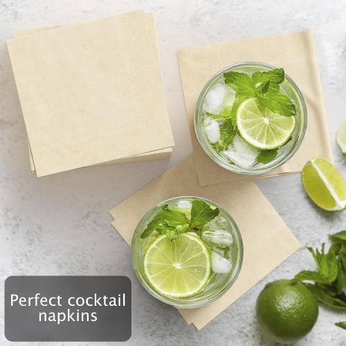 1000 pack Paper Cocktail Napkins, Beverage Napkin 5x5, Bar Napkins, Compostable Natural Kraft Brown Napkins, Unbleached, for Party Picnic Kitchen
