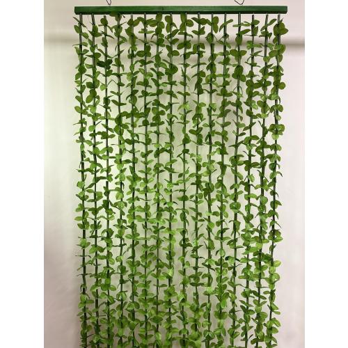 Tropical Flower Curtain Fabulush Fabric Flowers Beaded Bamboo Curtain or Doorway Room Divider Party Wedding Kids Bedroom Decorations- Green Leaves with Green Beads