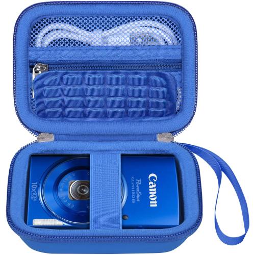 Elonbo Carrying Case for Canon PowerShot ELPH 360 HS A/ 360 HS/ 360/ IXY 650 Digital Camera, Canon PowerShot ELPH 330/190/160/115/130/110 Camera Hard Travel Bag, Mesh Pocket fits Battery Cable, Blue