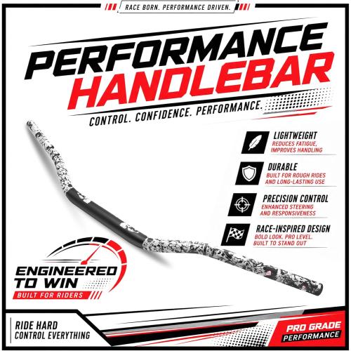 1-1/8 28mm Motorcycle Handlebars - Universal Aluminum Handlebar for CRF KLX KX LTR TRX SX SXF EXC XCW Motocross Pit Dirt Bike ATV Quad Grizzly Hawk 250 (Black, Style A)