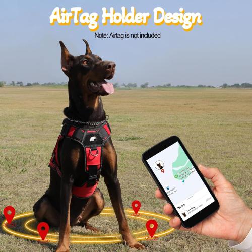Size M Service Dog Vest - HEYCAHVA Tactical Dog Harness Full Metal Buckles for Large Medium Dog Reflective No Pull Dogs Harnesses Vest with Leather Handle, Hook & Loop for Hiking Training (Red)