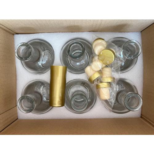 Clear Glass Bottles 12 oz - 375ml [Pack of 6] for Wine Beverages Drinks Oil Vinegar Kombucha Beer Water Soda with Cork Stopper Airtight Lid