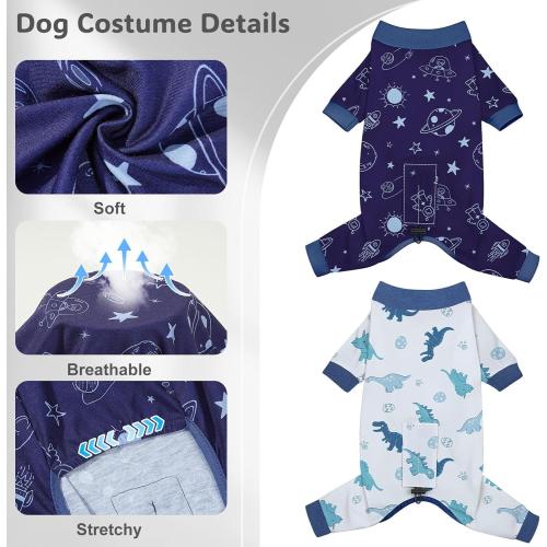 4 Pack Dog Pajamas Pet Costumes Dog Jammies Onesies Sweatshirt Adjustable Breathable Stretchy Clothes for Puppy Small Medium Large Dogs Girls Boys,S