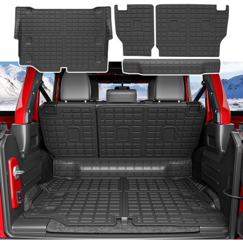 xipoqix Cargo Mat Backrest Mat Compatible with 2021-2025 Jeep Wrangler JL 4XE 4 Door TPE Cargo Liner TPE Replacement for 2021-2025 Jeep Wrangler JL Accessories (Trunk Mat Backrest Mats)