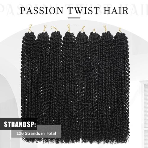 Passion Twist Hair 12 Inch 8 Packs Water Wave Crochet Hair Bohemian Braiding Hair Pre Looped Crochet Braids Hair Extensions for Black Women （1B Black#）