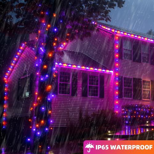 Battery Operated Halloween Lights with Motion Sensor Spooky Music or Battery Powered Orange & Purple 2 Colors in 1 Waterproof 33ft 100LED Halloween Indoor Outdoor Decor