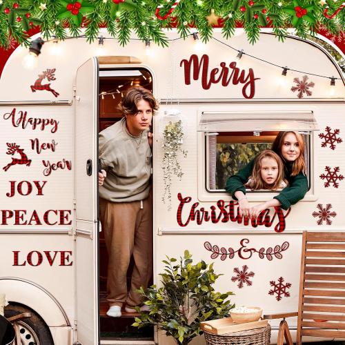 47 Pcs Christmas Garage Door Magnets Holiday Garage Magnets Decoration Merry Christmas Garage Door Decorations for Xmas Refrigerator Fridge Kitchen Car Outdoor(Buffalo Plaid)