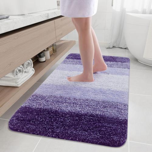 Arotive Microfiber Bathroom Rugs, Shaggy Soft and Absorbent Bath Rug, Non-Slip, Thick Plush Machine Washable Dry Bath Mats for Bathroom, Tub and Shower, 50x30, Dark Purple, Rectangular