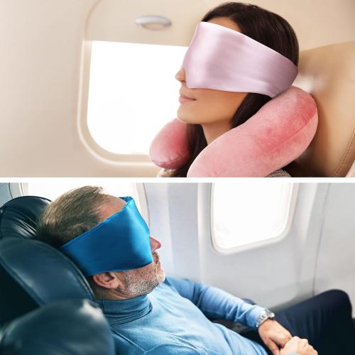 FRESHME 100% Mulberry Silk Sleep Mask Blackout Eye Mask Blindfold for Men Women with Elastic Strap, Cute Gorgeous Pink Soft and Comfortable Perfect Eye Shade Cover for Sleep Travel Nap Yoga and Work…