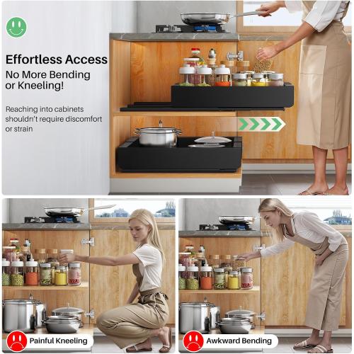 Pull out Cabinet Organizer, Expandable(12-20) Heavy Duty Slide out Drawer Fixed with Adhesive Nano Film for Pots, Roll out Shelf Storage for Kitchen Base Cabinet Organization, Pantry, Bathroom