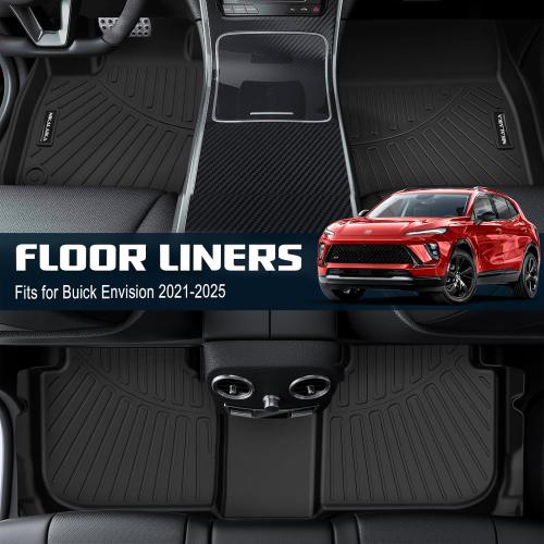 Floor Mats & Cargo Liner for 2021 2022 2023 2024 2025 Buick Envision All Weather Protection TPE Rubber Floor Liners for 2021-2025 Buick Envision Full Set Automotive Mat Accessories, Black