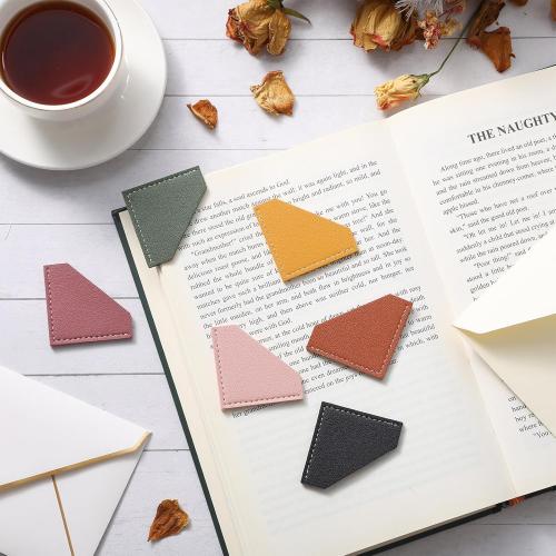 36 Pcs Leather Corner Bookmarks Diamond Shape Handmade Reading Gifts for Women Book Lovers Teachers Students School Office Home Supplies, 6 Colors