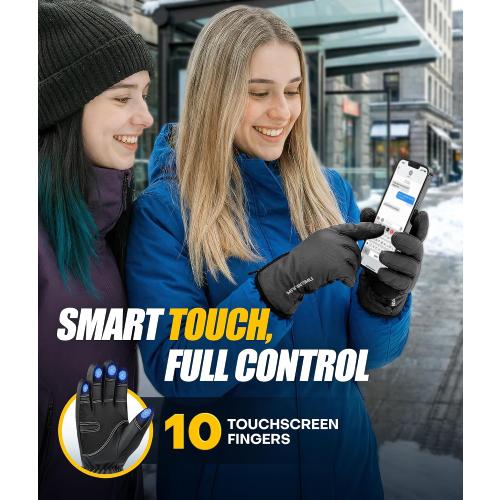 Winter Gloves Men Women Made with 3M Insulation, -20°F GEANI-TEX™ Waterproof Ski Gloves for Cold Weather, 5-Layer Thermal Snow Gloves, 10 Touchscreen Fingers Snowboard Gloves for Cycling, Hiking