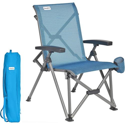 SUNNYFEEL Folding Camping Chair Heavy Duty Ergonomic Chairs Support 500lbs with Adjustable Breathable High Back Support and Cup Holder, Aluminum Frame for Fishing, Camp, Beach, Lawn, RV, Patio
