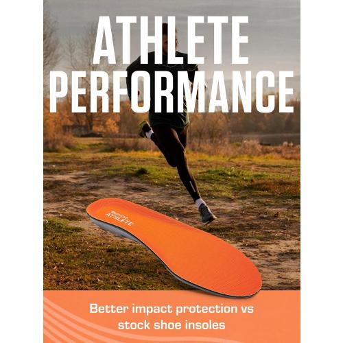 SOF SOLE ATHLETE Performance Men's Insoles - PU Foam & Gel Inserts - Heel-to-Toe Cushioning, Support, & Moisture Control, - Lightweight Comfort & Stability - Ideal for Runners, Walkers, Athletes