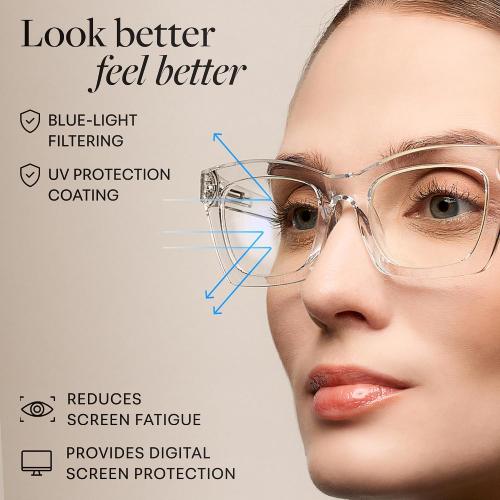 CCVOO Stylish Reading Glasses for Women, Eyeglasses, Blue Light Readers for Women, Computer Eye Glasses, Cheaters