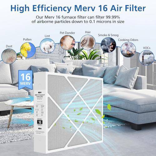 20x25x5 MERV 16 Air Filter Compatible with Lennox HCC20-28 MERV 16 Furnace Filter for HVAC System, Part Number HCF20-16, HCF20-10, 2 Pack