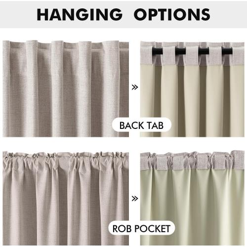MIULEE 100% Blackout Linen Curtains for Bedroom, Ivory Solid Luxury Decor Thermal Insulation Room Darkening Drapes for Living Room Nursery Back Tab Rod Pocket 42 x 84 Inches, 2 Panels