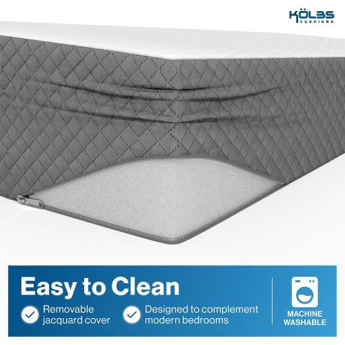 Kolbs Bed Wedge Pillow for Sleep Apnea, Acid Reflux and Back Pain Relief, Anti Snore Pillow, Premium Foam Wedge Cushion with Chic Jacquard Cover - Headboard Wedges for Sleeping (5 Gentle Incline)