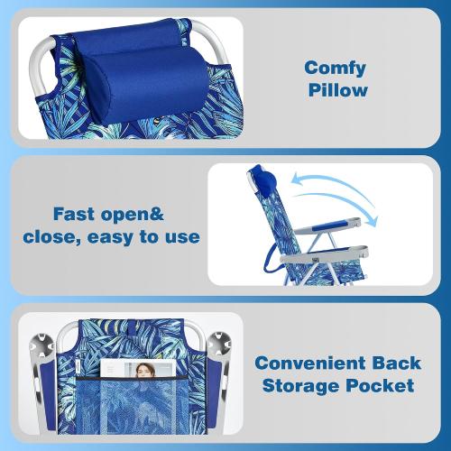 SUNNYFEEL Oversized Tall Folding Beach Chair Lightweight, 17 Portable Sand Chair for Adults Heavy Duty 300 LBS with Cup Holders, Foldable High Camping Lawn Chairs for Camp/Outdoor/Picnic/Sports
