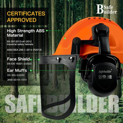 Q20X Forestry Safety Helmet 3 in 1 Chainsaw Arborist Helmet with Face Shield Ear Muffs Hearing Protection Hard Hats ANSI Z89.1 OSHA