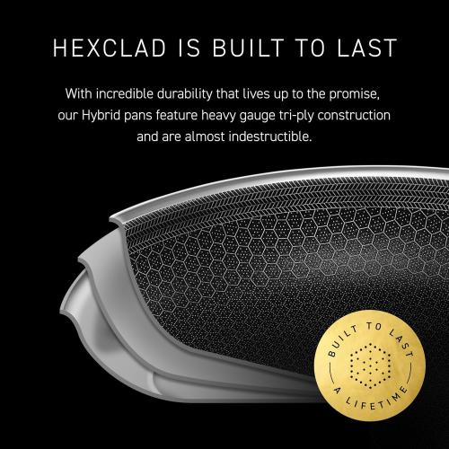 HexClad Hybrid Nonstick 5-Piece Cookware Set, 14 Pan with Lid, 14 Wok with Lid, and 12 Griddle, Stay-Cool Handles, Dishwasher and Oven-Safe, Induction Ready, Compatible with All Cooktops
