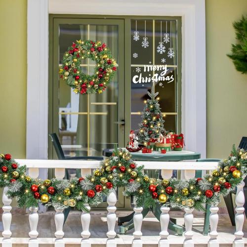 Beinhome 6 Ft Pre-Lit Christmas Garland, Artificial Christmas