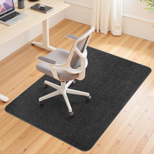 Wansimoo Office Chair Mat for Hardwood and Tile Floor, 36x55 Floor Mat, Heavy Duty Computer Gaming Chair Mat, Anti-Slip, Non- Curve, Desk Chair Mat,Floor Protector for Home Office(Black)
