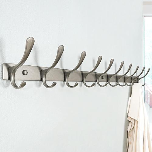 SKOLOO Coat Rack Wall Mounted - 10 Hooks, Pack of 2, Heavy Duty, Stainless Steel, Metal Wall Hangers, Sturdy Coat Hooks for Hanging Coats, Jacket, Clothes, Hat, Matte Grey