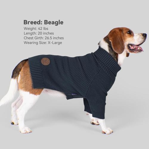 cyeollo Warm Small Dog Sweater, Knit Cold Weather Doggy Sweaters for Small Dogs Boy Pullover Winter Dog Clothes with Turtleneck for Indoor & Outdoor Wear, Navy M