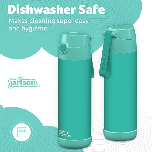 Jarlson® Kids Water Bottle CHARLI [18OZ] - Stainless Steel Thermo Bottle with Straw - Insulated, Spill Proof Waterbottle for School & Sports - Thermo Tumbler for Boys & Girls (Turquoise)