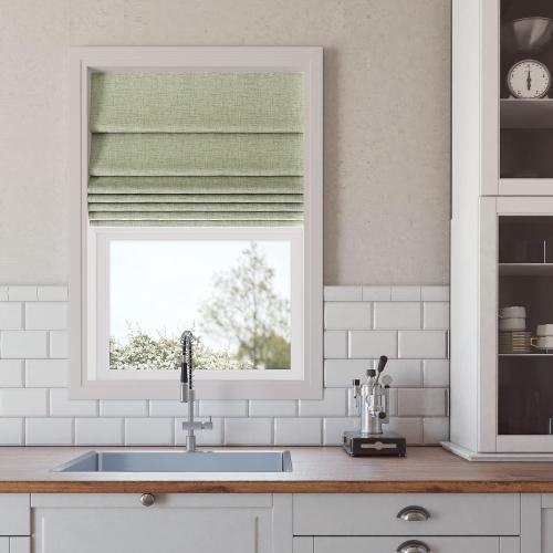 Sun Zero Seraphina Textured Total Blackout Cordless Roman Shade, 31 x 64, Sage Green