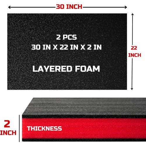 ONREVA Tool Box Foam, 2Pack 30x22x2 inch, Foam Inserts for Cases, Polyethylene Storage Sheets for Toolbox Hard Case, Tool Shadow Insert, Kaizen Organizer Sheet