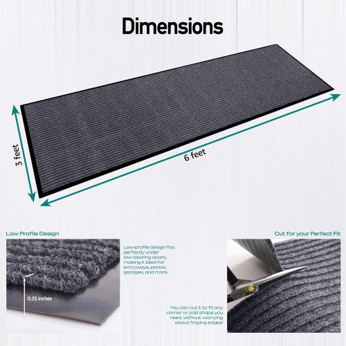 MaxMat® Extra Large Commercial Door Mat, Rubber Border Heavy Duty Door Mat, Waterproof, Low-Profile, Easy to Clean, Rubber Entry Mat. (Grey)