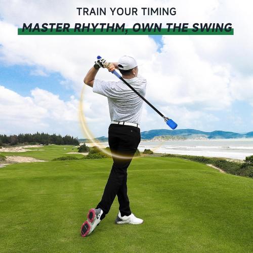 Golf Swing Speed Trainer, Click Stick Golf Trainer for Inertia & Swing Rhythm Practice, Weighted Golf Training Aid with Comfort Grip Helps Enhance Strength & Maintain Good Grip Habits