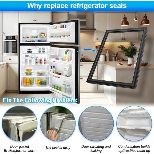 ARLBA 41.9x28.6 242193212 Refrigerator Door Gasket Compatible with Frigidaire,Kenmore,Electrolux Fresh Food Door Gasket Replacement AP5806924 PS9493822 FFHT1821QS Black -Stops Air Leaks & Frost
