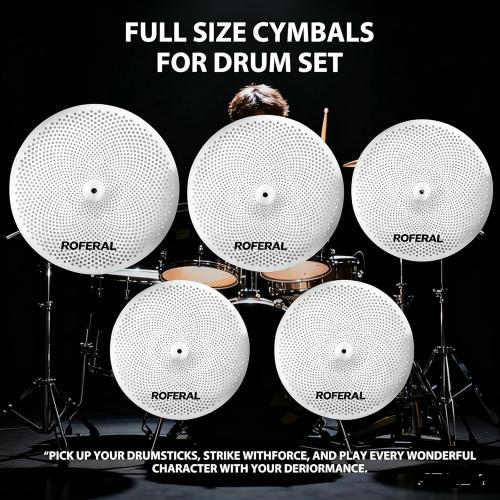Low Volume Cymbal Pack Mute Cymbal Set 5 Pieces, 14hi-hat 16crash 18crash 20ride,sliver