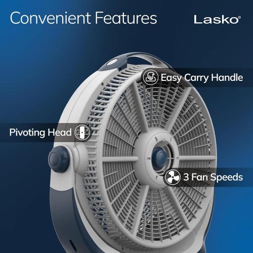 Lasko Wind Machine Fan, Air Circulator Fan with 3 Speeds, 20 Model 3300, Gray