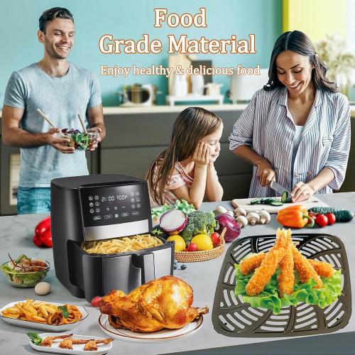 Square Air Fryer Crisper Plate for 8QT Gourmia GAF826 Air Fryers, Premium Nonstick Air Fryer Grill Plate Pan Rack Tray Insert Grate Grid Shelf for Gourmia 8QT Air Fryers, Dishwasher Safe