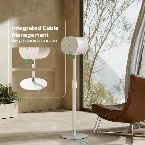 PEGZONE Speaker Stands Pair Compatible with Sonos Era 100 and Era 300, Height-Adjustable from 26.9-42, Cable Management, 11lbs Capacity, White