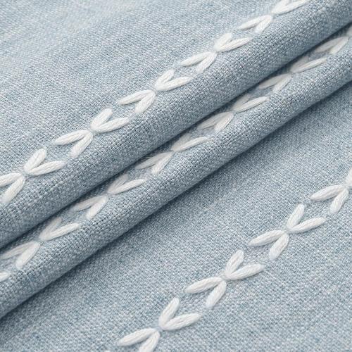 MitoVilla Blue Boho Fabric Shower Curtain, Modern Farmhouse Polyester Linen Shower Curtains for Vintage Rustic Bathroom Decor, Country Tassel Thick Cloth Shower Curtain, 72 x 72