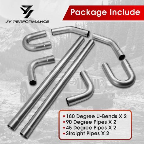 3'' Mild Steel Custom Exhaust Kit Tubing Mandrel Bend Pipe Straight & U-Bend 16 Gauge Universal 8PCS