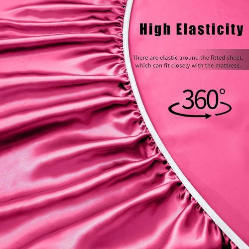 Size twin VACVELT 3pcs Hot Pink Satin Sheets Twin XL Size Bed Set, 15 Inch Deep Pocket Silky Satin Sheet Set, Soft Satin Bedding Set Cooling & Luxury Bed Sheets, 1 Fitted Sheet   1 Flat Sheet   2 Pillowcases......