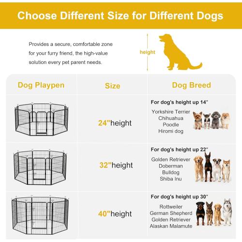 Dog Playpen for Indoor,Outdoor,Yard,RV Camping,24 inch 8 Panels Dog Play Pen,Heavy Duty Metal Dog Gate,Anti-Rust Coating Dog Fence Exercise Pen for Puppy and Small Dogs