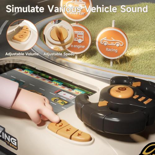Car Adventure Toy with Steering Wheel,Musical Steering Wheel Toys,Interactive Simulation Driving Toddler Simulated Driving Racing Car for Kids 4-6,for Kids Girls Xmas Birthday Gifts(White)