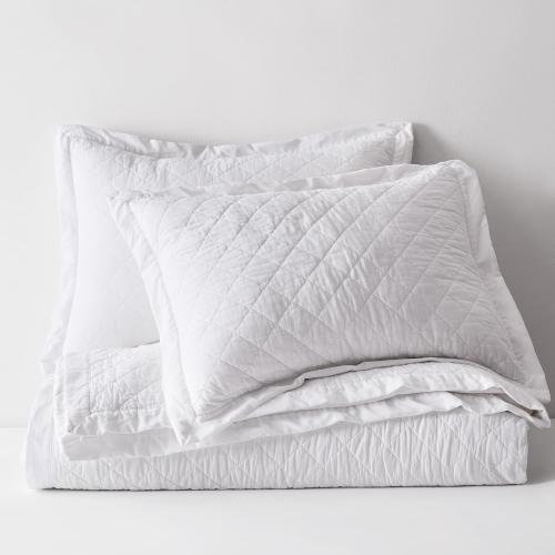 WDCOZY 100% Pre-Washed Cotton King Size Quilt Set - White Ruffle Box Soft Lightweight Bedspread, Textured Like Linen, Farmhouse Country Rustic Coverlet, Shabby Chic Gauze Bedding, 3 Pieces