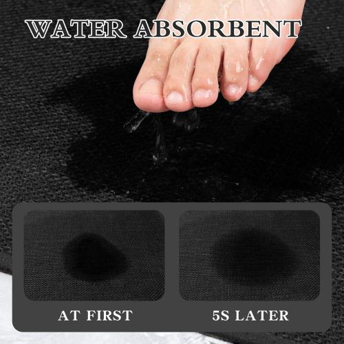 chakme Bathroom Rugs Mat 32x17, Ultra Thin Non Slip Bath Mat Quick Dry Absorbent Bath Mat for Bathroom Floor, (Black, 32x17)