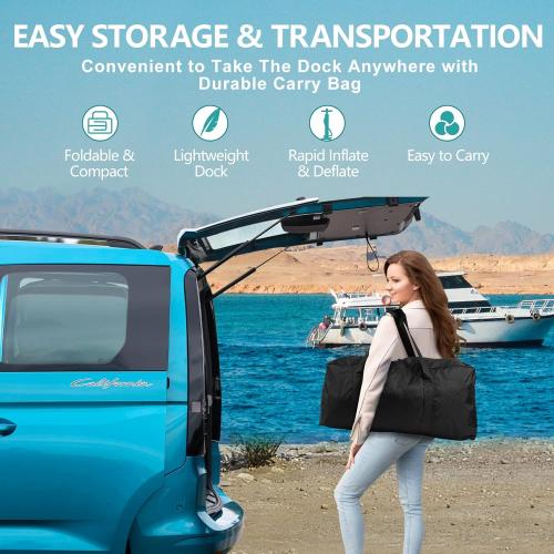 5ft/6ft/8ft/10ft Floating Dock Water Platform, Multi-People Inflatable Floating Mat, Dock Platform for Lake/Boats/Island/Swimming Pool